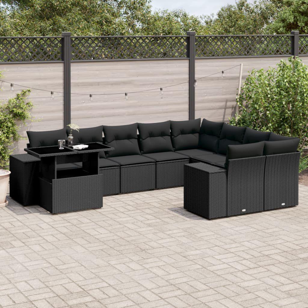 Thumbnail - VidaXL, Gartenlounge, Gartenmöbel Sofa Garnitur Sitzgruppe Lounge 10-tlg. Schwarz Poly Rattan