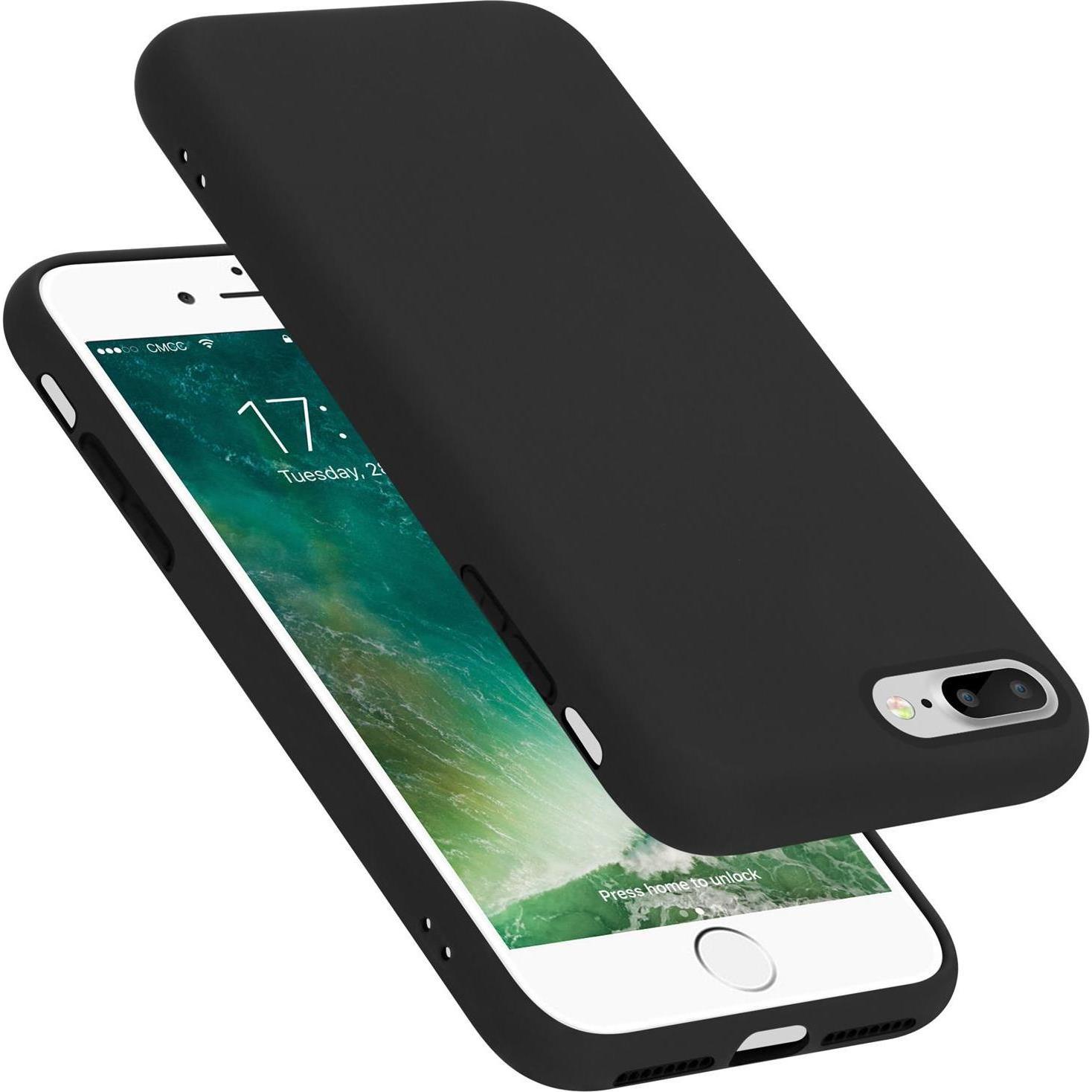Cadorabo TPU Liquid Silicone Case Cover (Apple iPhone 7 Plus), Smartphone Hülle, Schwarz