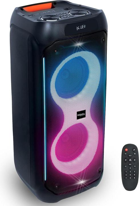 Ibiza Leistungsstarker Bluetooth-Lautsprecher mit LED-Beleuchtung, Mikrofon- und Gitarreneingängen