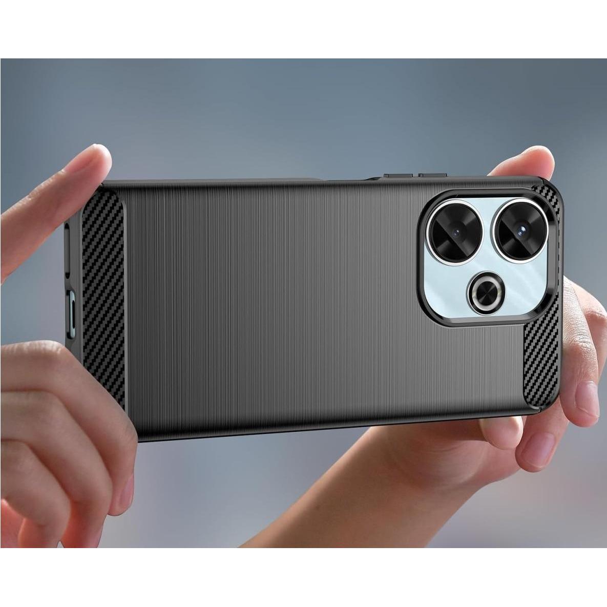 Thumbnail - Screenguard Xiaomi Redmi 13 Hülle Carbon Brushed Soft TPU (Xiaomi Redmi 13), Smartphone Hülle, Schwarz