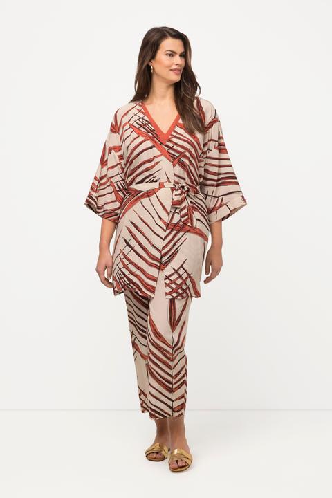 Produktbild Ulla Popken Kimono, Palmen, offene Form, Bindegürtel, 3/4-Arm (54)