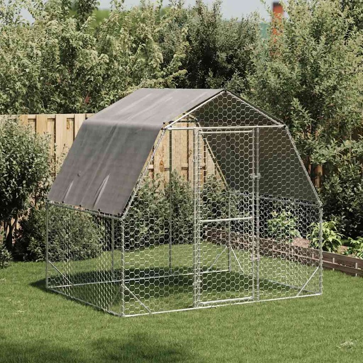 Immagine prodotto VidaXL Pollaio con tetto 2,5x2x2,25 m Recinto per polli da cortile in acciaio zincato