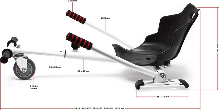 Produktbild Wiltec Sitzscooter Blau verstellbarer Kartsitz 120kg kompatibel mit Hoverboard