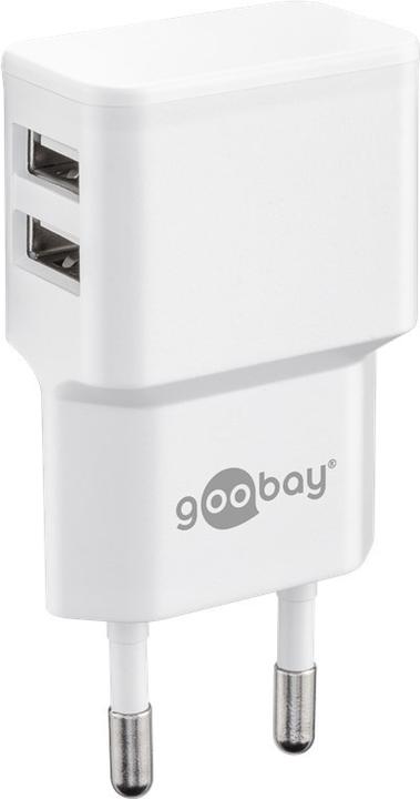 Image du produit Goobay Dual Ladeset 2,4 A, Netzteil mit 2x USB-Ausgang inklusive USB-Ladekabel, weiss (12 W, 2 ports)