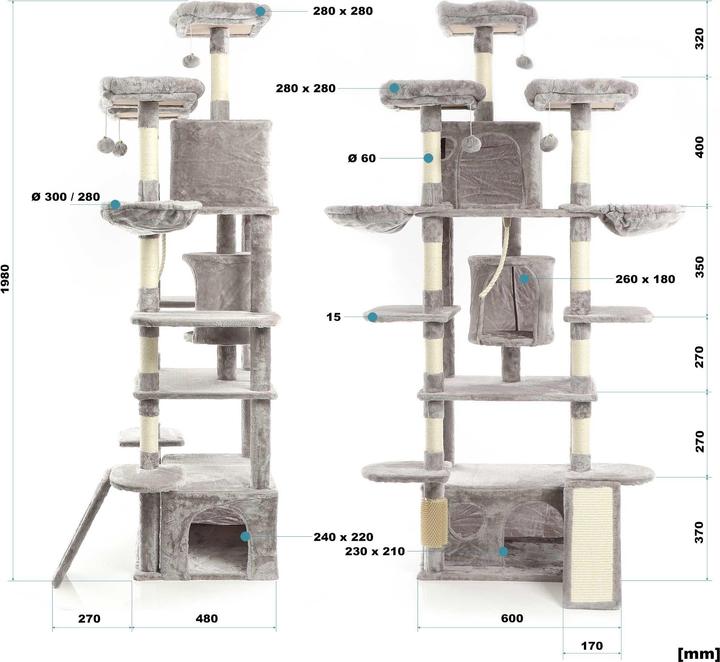 Actual product image Fudajo Scratching post (198 cm, Grey)