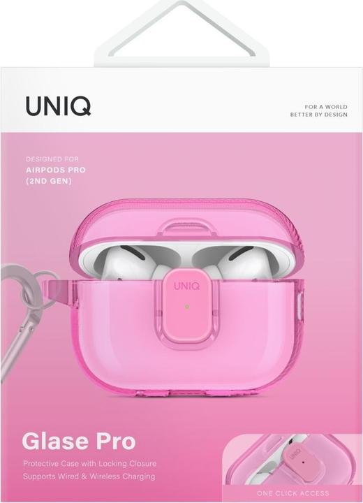 Produktbild Uniq Case Glase Pro for AirPods Pro 2 Lock Case pink (Kopfhörer Hülle)