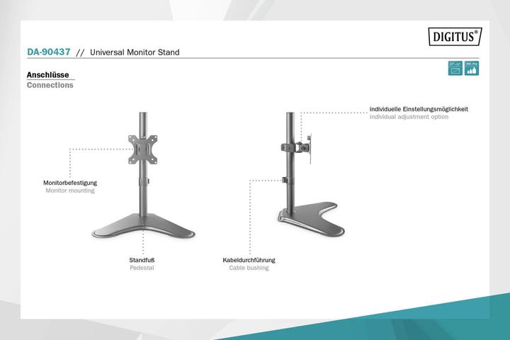 Actual product image Digitus Universal Monitor Mount (Table, 32", 8 kg)