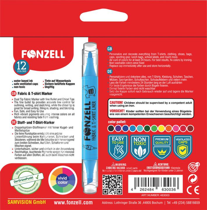 Produktbild Fonzell Textil Marker Creative Dual (12x)