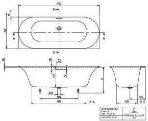 Actual product image Villeroy & Boch V&B Whirlpool System LOOP & FRIENDS Co E m Wa-zul Tech. Pos 2 we (170 cm, 75 cm)