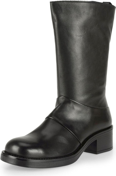 Felmini JULITE D930 Bikerstiefel mit quadratischem Vorderteil, gefertigt aus echtem, weichem schwarzem Leder