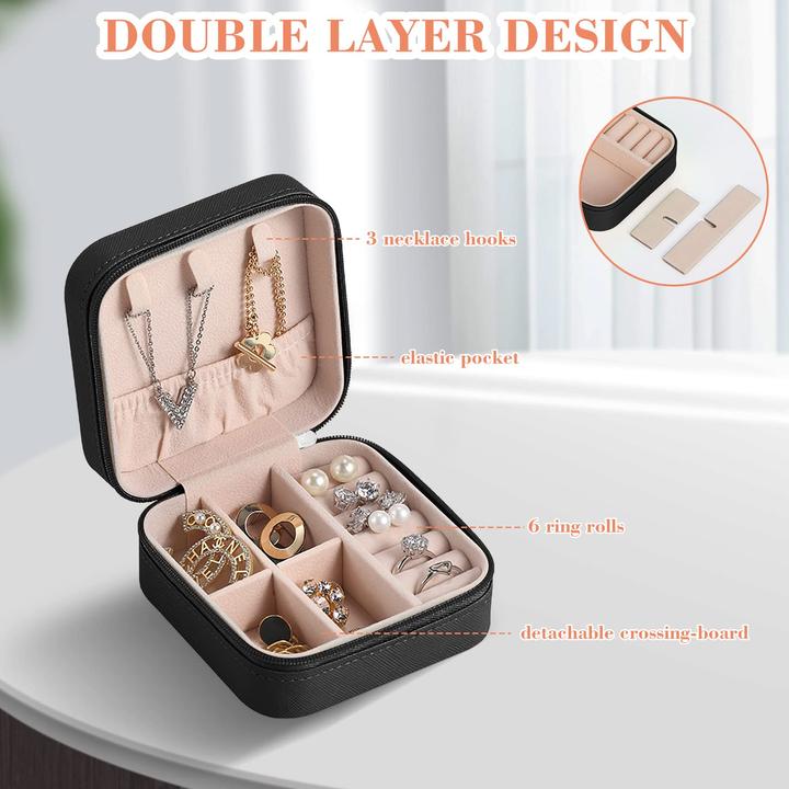 Produktbild Only-Bags.Store Schmuckkästchen, Kleines PU-Leder-Schmuckaufbewahrungsetui, Mini-Schmuckkästchen