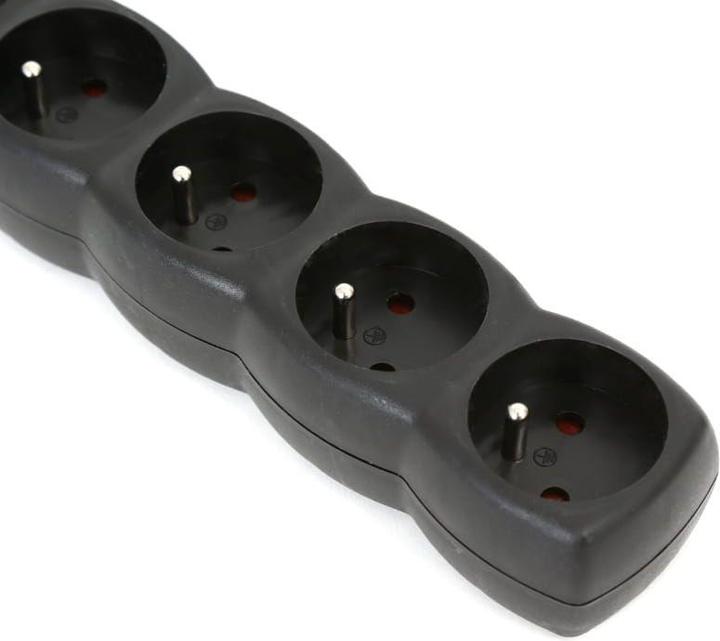 Image du produit Omega Ilgiklis su įžeminimu, 3 m, 16 A, 5 lizdai, E Tipo, Juodas (3 m, 3500 W)