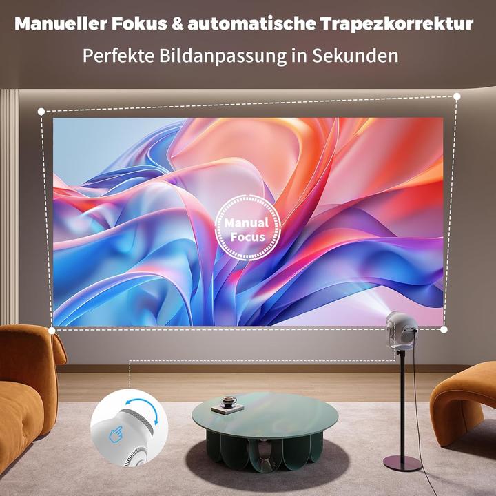 Actual product image Buba Toys Mini Projektor 1080P Full HD mit Android 14 System (Full HD, 480 lm)