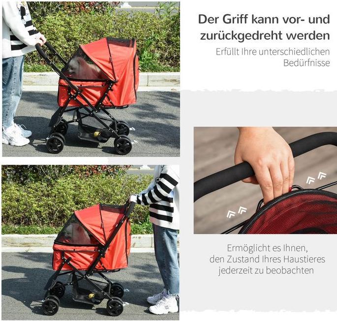 Actual product image Swisshandel24 Dog buggy Dog stroller Buggy for small dogs and cats Pet stroller Cat stroller Oxfor (Cat, Dog, Foldable)