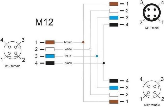 Produktbild Delock M12 Y-Splitter A-kodiert 4 Pin Buchse zu 1 x Stecker und 1 x Buchse Parallelschaltung