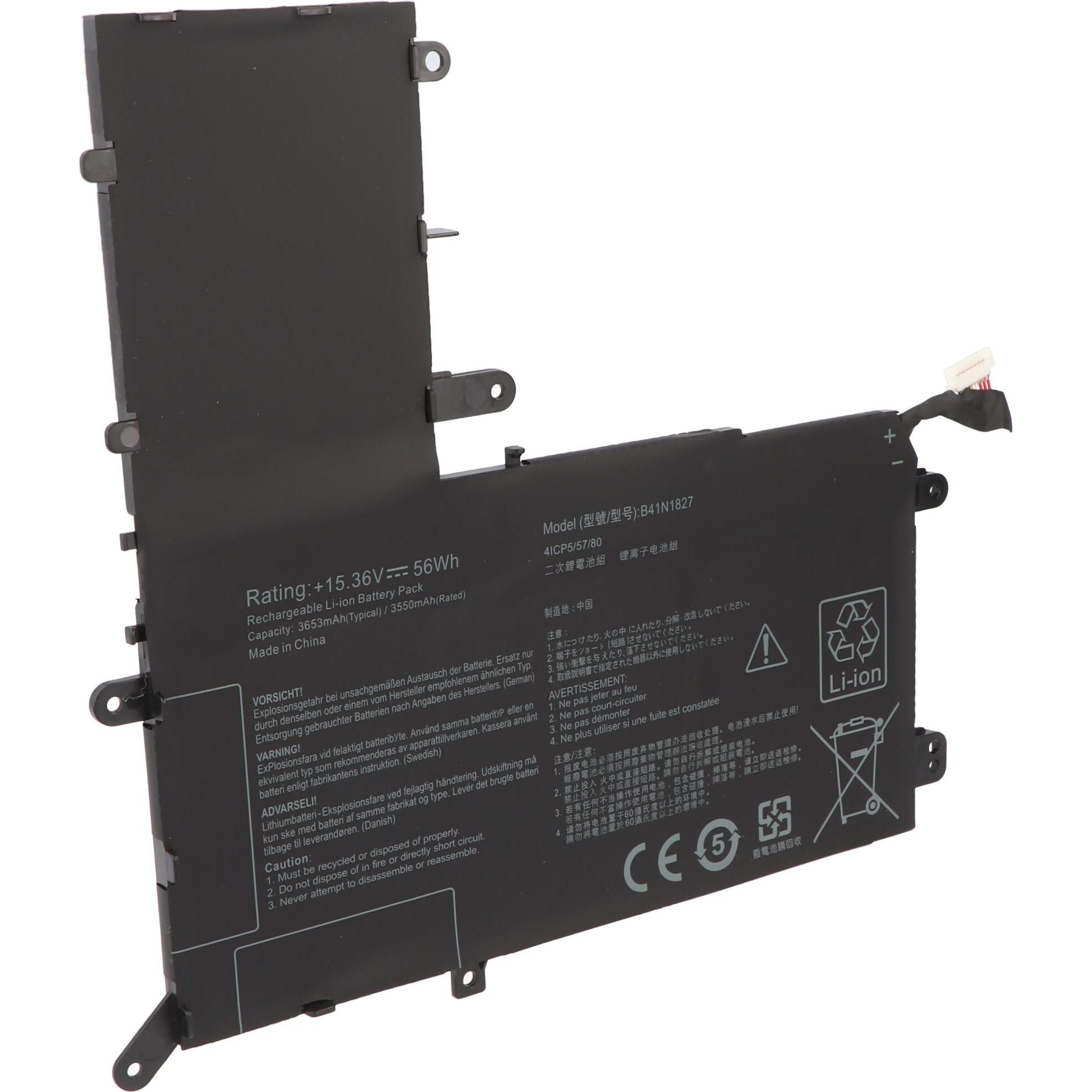 AccuCell Akku passend für ASUS ZenBook Flip 15 UX562FA, Li-Polymer, 15,36V, 3650mAh, 56Wh (3650 mAh), Notebook Akku, Sch...