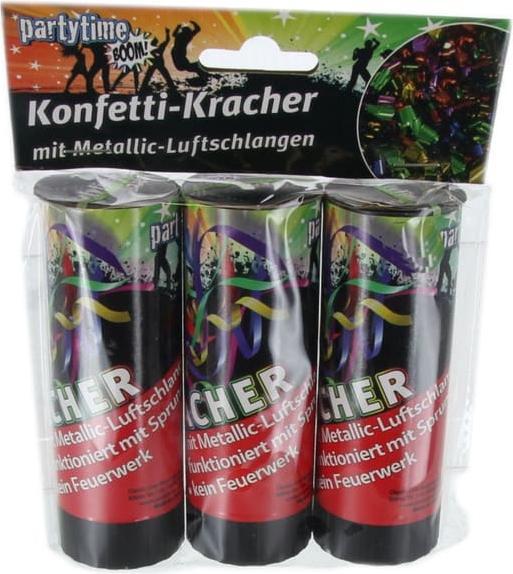 Produktbild Classic Line Konfetti-Kracher mit Metallic-Luftschlangen - 3er Pack (1 Stk.)