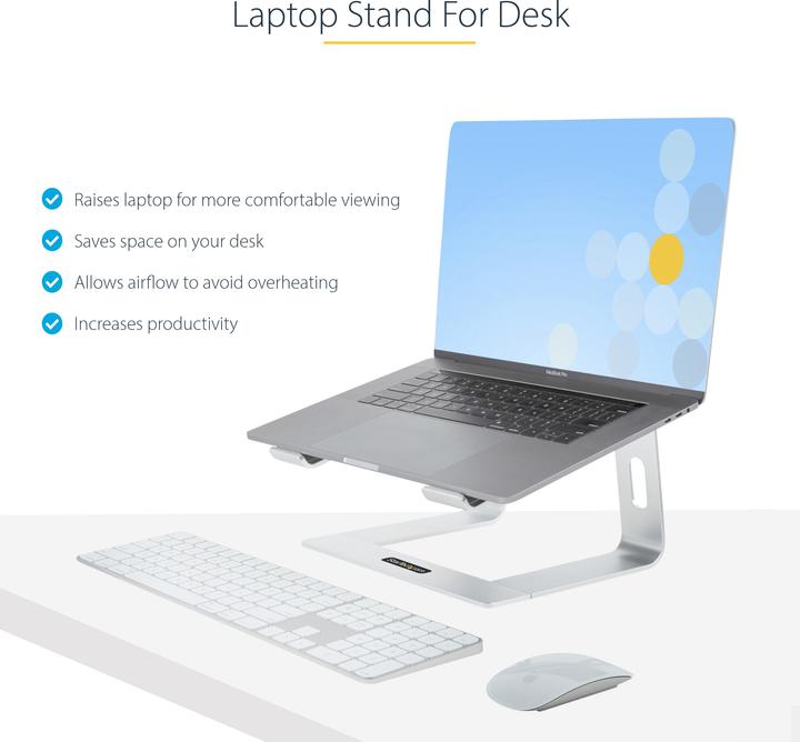 Produktbild StarTech com LAPTOP-STAND-SILVER, Notebook-Ständer, Silber, 43,2 cm (17 Zoll), Aluminium, 5 kg, 2...