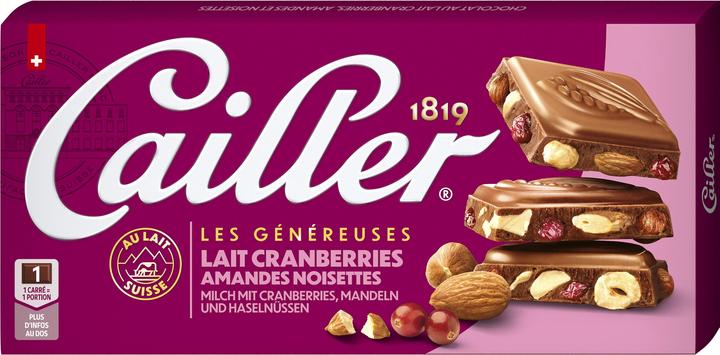 Image du produit Cailler Tablette Chocolat au Lait avec Cranberries (200 g)