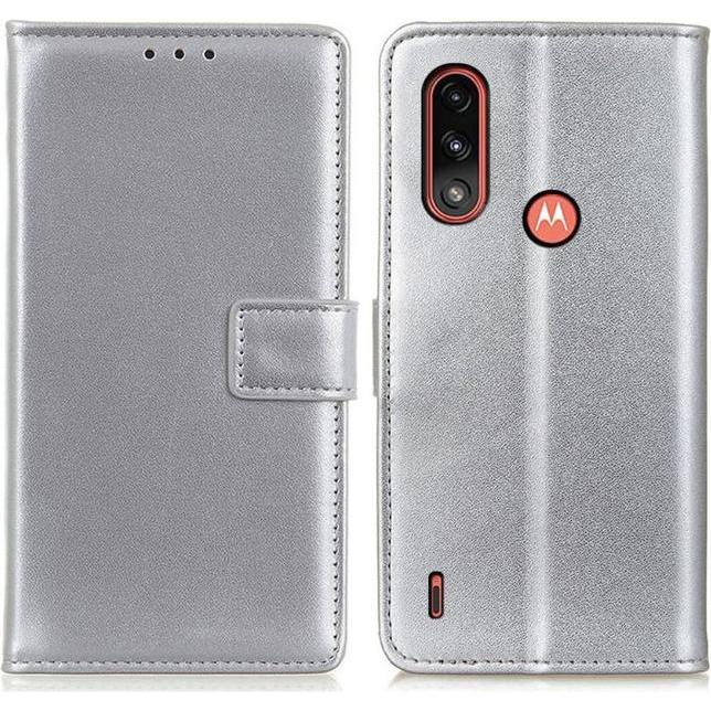 Thumbnail - MU Classic Classic II Leder Bookcover Series (Motorola Moto E7 Power), Smartphone Hülle, Silber