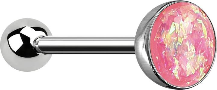 Actual product image Star Piercing Barbell silber mit Kugel und Kugel Opal pink (without brass, Surgical steel 316L)