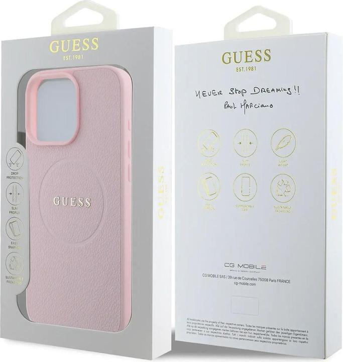 Produktbild Guess PU Grained Classic Logo MagSafe Case for iPhone 16 Pro Max Pink (Apple iPhone 16 Pro Max)