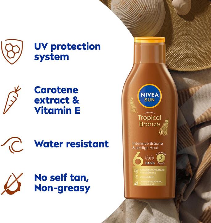 Produktbild NIVEA Sun Carotin Sonnenschutz-Lotion (Sonnenlotion, Bis SPF 10, 200 ml)