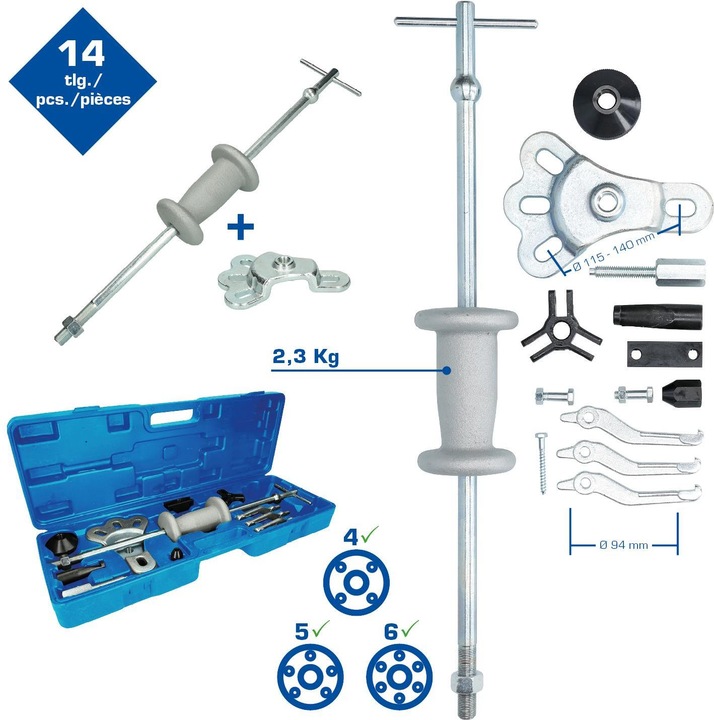 Produktbild Brilliant Tools Radnaben-Abzieher mit Gleithammer, geschmiedet, 14-tlg