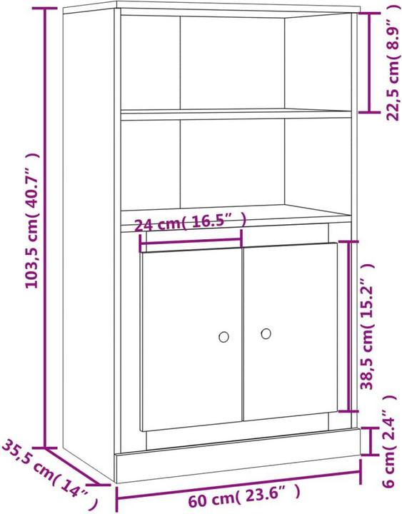 Image du produit vidaXL Highboard (60 x 35.50 x 103.50 cm)