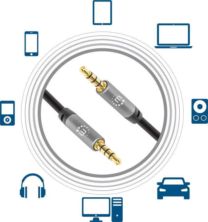 Produktbild Manhattan Audiokabel Aux Klinke Stecker (2 m, 3.5mm Klinke (AUX))