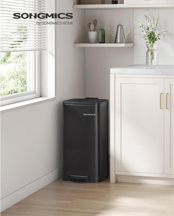 Immagine prodotto Songmics Abfalleimer 20 l, Schwarz, Anzahl Behälter: 1, Detailfarbe (20 l)