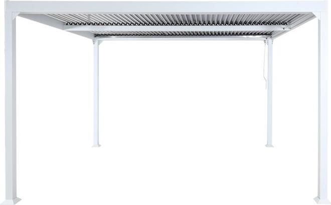 Produktbild Mendler Alu Pergola HWC-L41, stabiles 8cm-Metall-Gestell 3x3,7m, weiss (360 cm, 360 cm)
