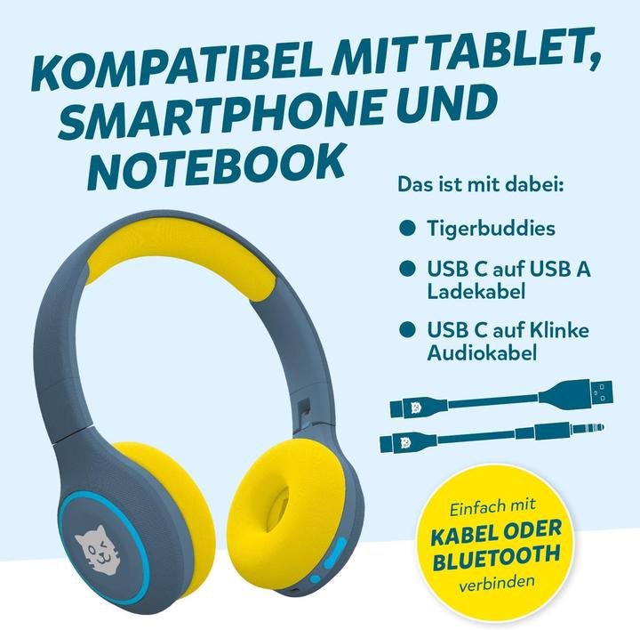 Image du produit Tigermedia Bluetooth Kinderkopfhörer mit Lautstärkebegrenzung