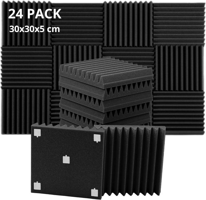 Rovson Akustikschaumstoff-Paneele Set (24 Stück, 30x30x5 cm) (24 pz.)