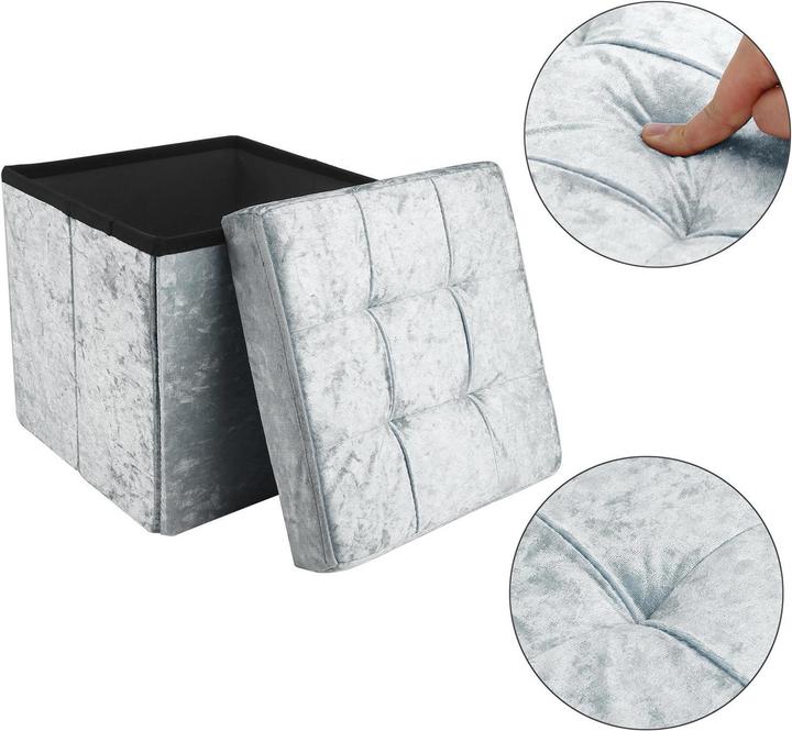 Image du produit Intirilife Siège cube velours bleu-gris