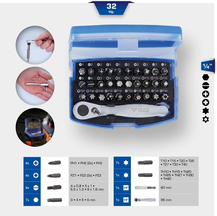 Produktbild KS Tools Bit-Satz mit Bit-Umschaltratsche 32-teilig