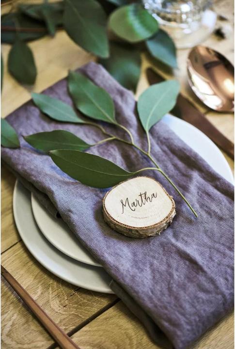 Produktbild Partydeco Tischkarte Holzscheibe Ø 4.5-6.5 cm, H: 1 cm, 6 Stück, braun