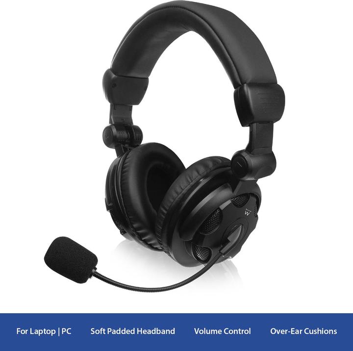 Produktbild Ewent Over-ear stereo headset with microphone and volume control (Kabelgebunden)