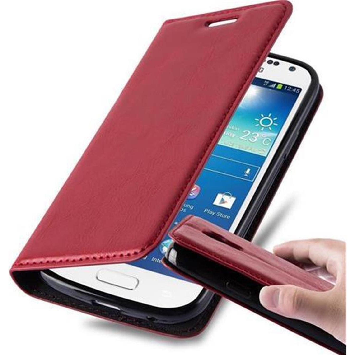 Cadorabo Book Invisible Magnet Cover (Samsung Galaxy S4 mini), Smartphone Hülle, Rot