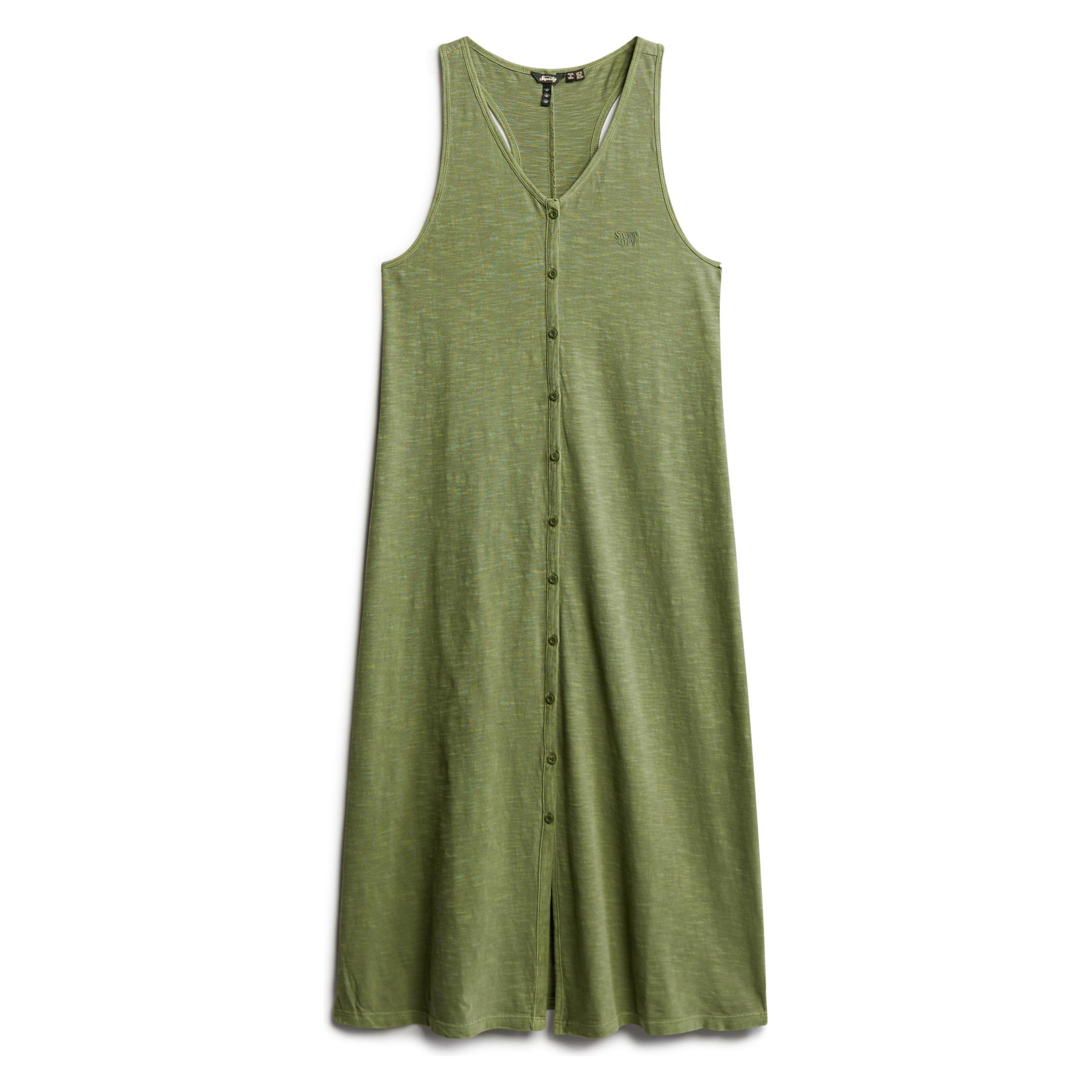 Superdry, Damen, Kleider, Beach Jersey-Trägerkleid In Midilänge, Grün, (12XL)