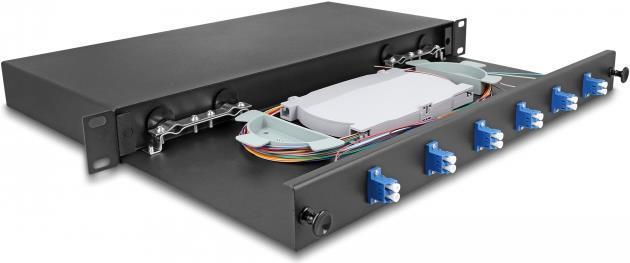 Immagine prodotto Delock 19? Scatola di giunzione per fibre ottiche 6 x LC Duplex OS2 1U completamente attrezzata e pronta