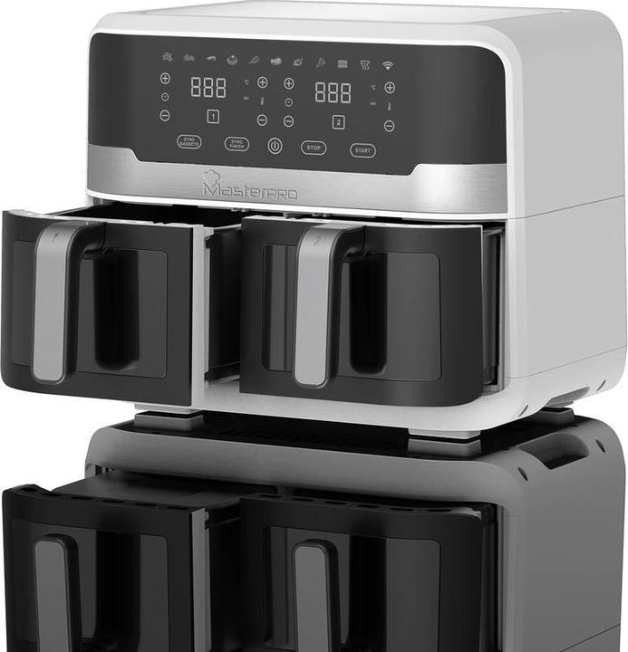 Immagine prodotto MasterPRO Friggitrice ad aria calda Rocket Duo 2400W con display, indicatore luminoso nero, argento