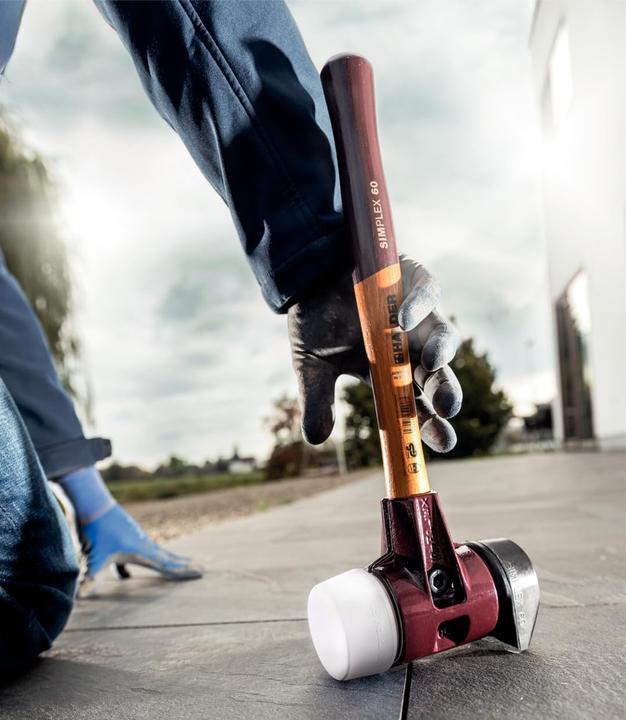 Produktbild Simplex Schonhammer mit TE-Gehäuse und Holzstiel, Ø 80, Gummikomposition mit Standfuss / Superplast (2820 g)