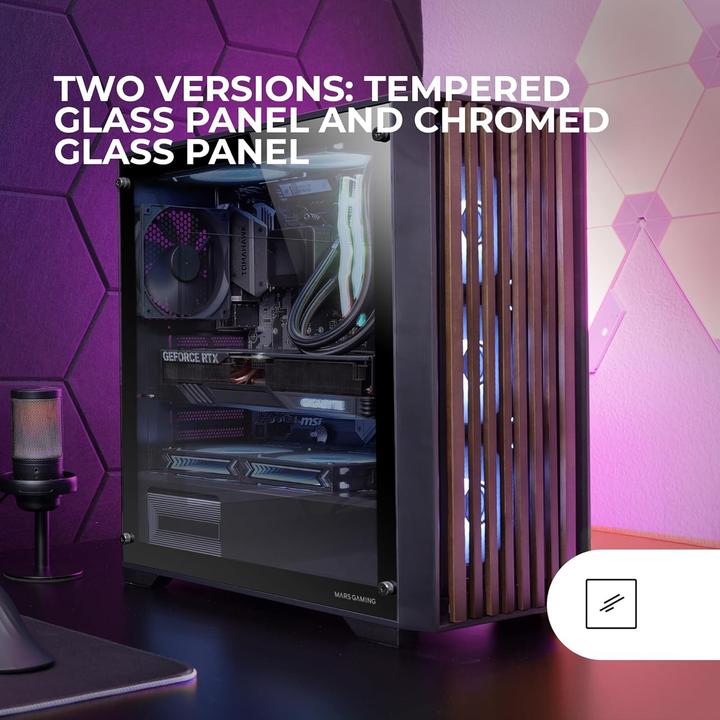Actual product image Mars Gaming Boitier Moyen Tour Atx Mc-Wood RGB Avec Panneau Vitré (Noir/Transparent) (ATX, mATX, Mini-ITX)
