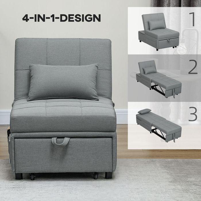 Immagine prodotto Swisshandel24 3-in-1 Schlafsessel mit Bettfunktion, ausziehbares Schlafsofa, Schlafstuhl, bis 150kg, hellgrau