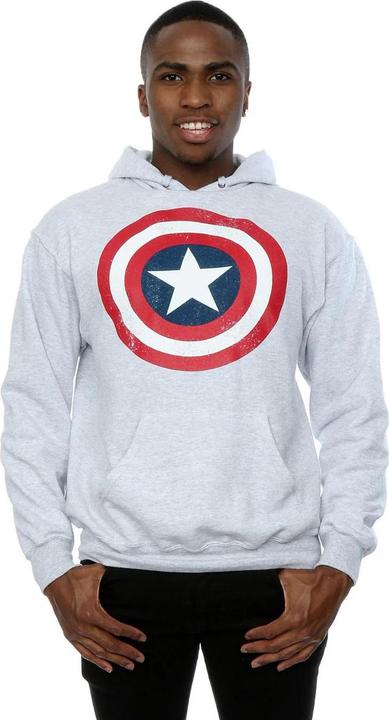 Immagine prodotto Captain America Felpa con cappuccio con scudo, con effetto distressed (S)