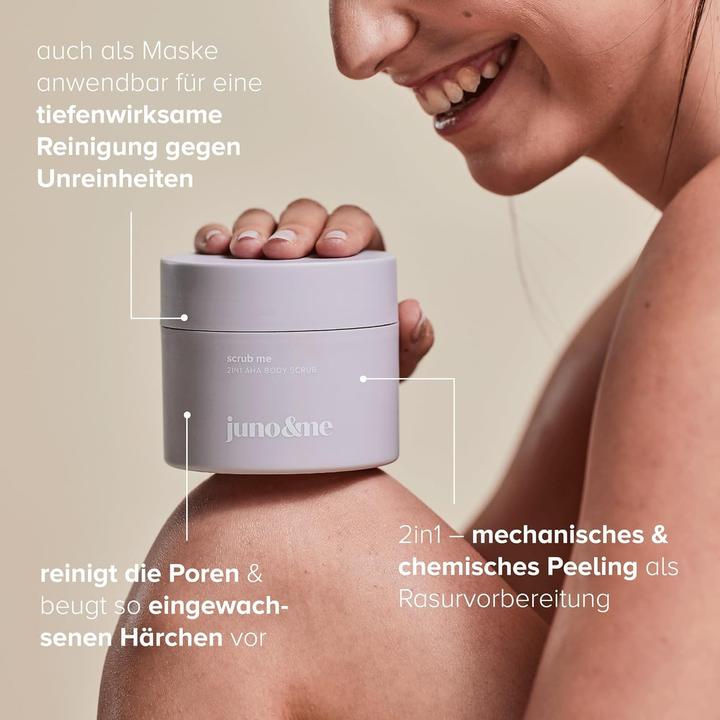 Actual product image Juno & Me 2in1 AHA Body Scrub: Körperpeeling mit Vulkangestein (160 ml)