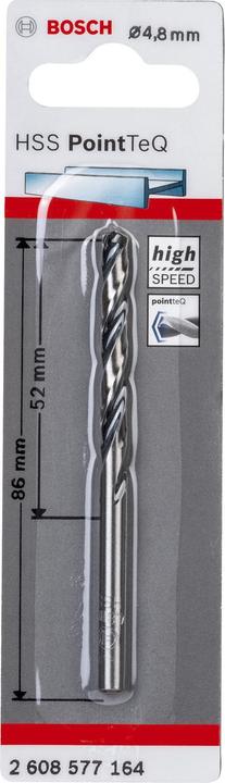 Produktbild Bosch Professional Zubehör Metallspiralbohrer HSS PointTeQ, DIN 338, 4,8 mm, 1er-Pack (4.8 mm)