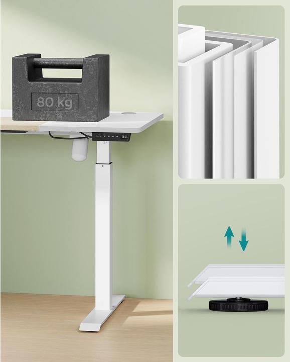 Image du produit Songmics Piètement de table avec plateau 120 x 60 cm, réglable en hauteur (120 x 60 x 120 cm)