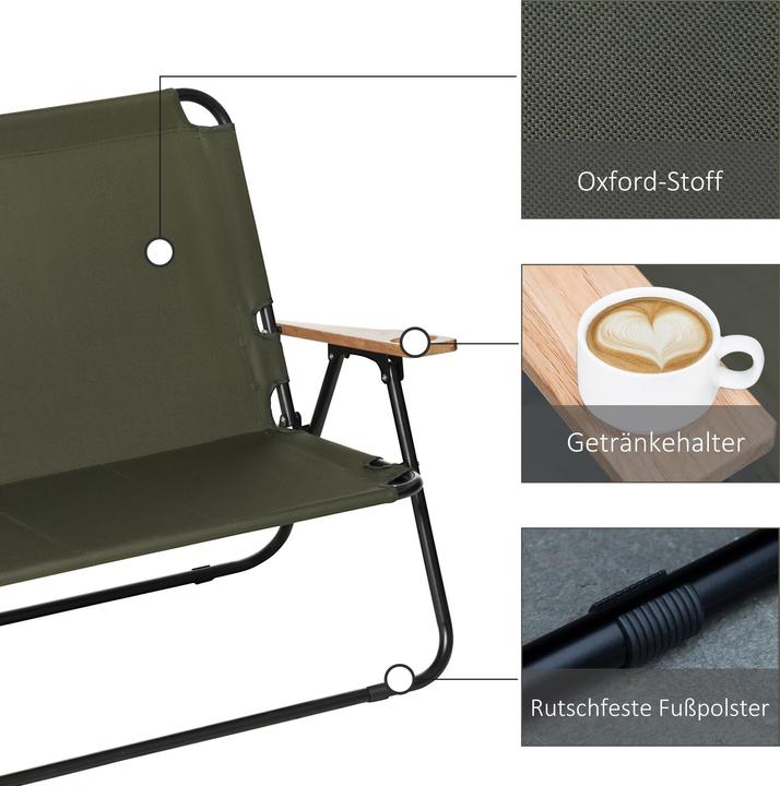Produktbild Outsunny Campingstuhl für zwei Personen und mit Becherhalter